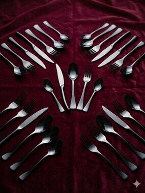 Uniturky Shiny Black Victorian‎ Inspired - 24 Pc Flatware